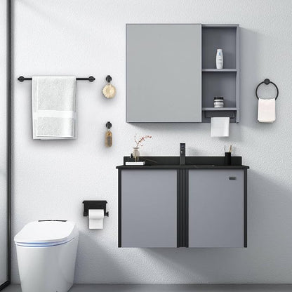 Matte Black Towel Bar Set 5 Pieces Bathroom Hardware Accessories Set Round Towel Holder Set for Bathroom Upgraded Toilet Paper Holder Stainless Steel Wall Mounted Towel Rack Set,23.6 Inch