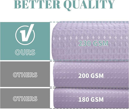 No Hook Waffle Shower Curtain with Snap-in Liner, 71x77 Inch, Lavender | 230 GSM waffle weave fabric, waterproof liner set with 2 bottom magnets, mesh top window, washable, for bathroom or hotel use