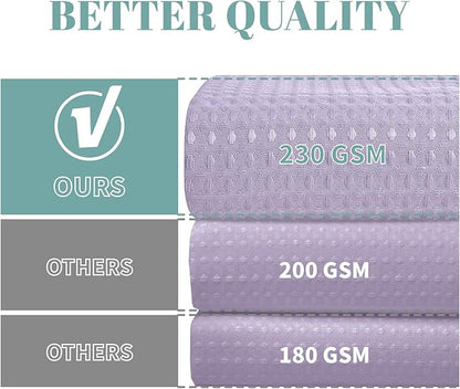 No Hook Waffle Shower Curtain with Snap-in Liner, 71x74 Inch, Lavender | 230 GSM waffle weave fabric, waterproof liner set with 2 bottom magnets, mesh top window, washable, for bathroom or hotel use