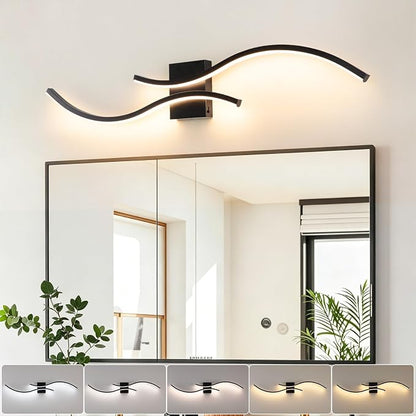 39in Bathroom Vanity Light Fixture, 34W 5CCT Dimmable Modern Led Bathroom Light Fixtures Over Mirror, Black LED Vanity Lighting Bar for Bathrooms (Black, 39inch)
