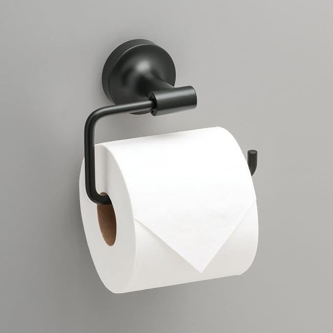 Franklin Brass Voisin (1-Pack) Toilet Paper Holder, Euro Single Post Tissue Roll Wall Mount TP Storage, Matte Black Bathroom Decor, Accessories VOI50-MB