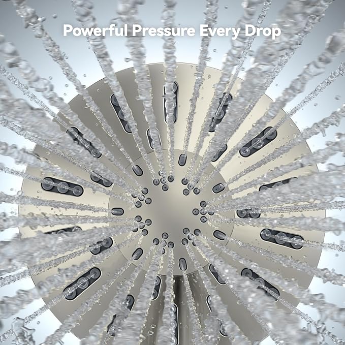 INAVAMZ High Pressure Rain Shower Head Combo with Magnetic Handheld Nickel | Dual Shower System with Rainfall Showerhead and 8-Spray Handheld, Magnetic Dock, Adjustable Angle, Power Jet for Cleaning