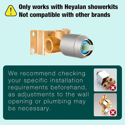 Heyalan 8-Inch Round Rain Shower Faucet Set with Valve, Brushed Nickel | SUS304 stainless steel shower head, brass rough-in valve, single-handle control, 1.8 GPM, ideal for bathroom remodels