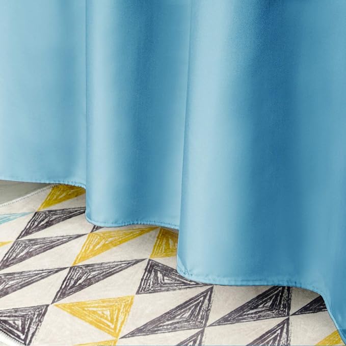 UFRIDAY Light Blue Hotel Spa Style Fabric Shower Curtain with Mesh Window, 72-Inch by 78-Inch
