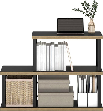 Furinno Turn-N-Tube No Tools Decorative Display Shelf, 3-Tier Ladder, Americano/Black
