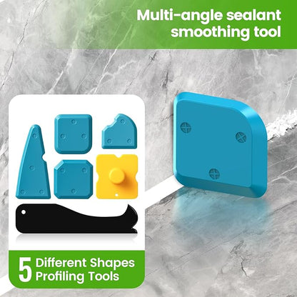 Goopreen Silicone Caulking Tool Kit-3 in 1 Caulk Tool Caulk Remover Tool(Stainless Steel) Silicone Seam Tool and Putty Knife Sealant Finishing Tool for Bathroom Kitchen Floor Window Sink Seal