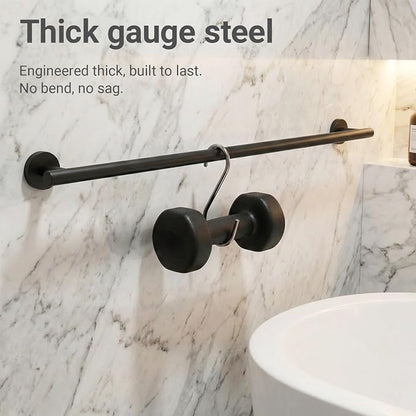 5-Piece Matte Black Bathroom Hardware Set, SUS304 Stainless Steel Wall Mounted Bathroom Accessories, 24 Inch Towel Bar, Towel Ring, Toilet Paper Holder, 2 Hooks, Rustproof Modern Bathroom Fixtures