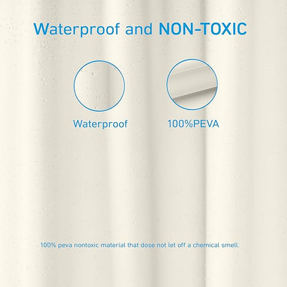 EHZNZIE Shower Curtain Liner Light Weight PEVA, Shower Liner 72x72 Inches, Waterproof, No Chemical Smell with 12 Rust Proof Metal Grommets for Bathroom Shower Curtain, Cream