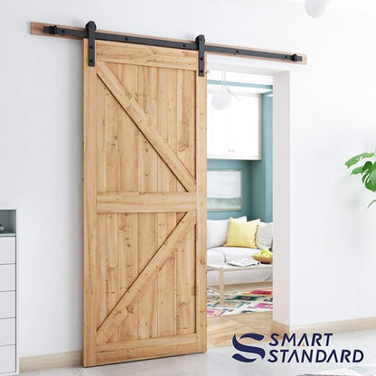 SMARTSTANDARD 6.6ft Sliding Barn Door Hardware kit, Fit 36-40" W Doorpanel | Barn Door Track, Sliding Door Hardware kit, Smoothly and Quietly -Heavy Duty Sturdy -Easy to Install, I Shape Hanger