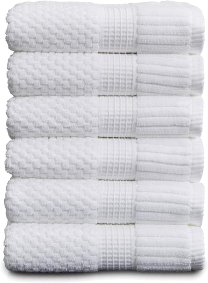 6 Pack 100% Cotton Hand Towels | White Towels | Oeko‑TEX Standard 100 | Soft & Absorbent, Quick‑Dry | Trinity Collection - Bright White