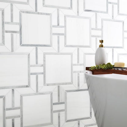 MSI Bianco Dolomite Alana 11 in. x 13 in. Polished Marble Mosaic Floor and Wall Tile for Bathroom, Kitchen Backsplash, Accent Wall Tile, and Shower Wall Tile