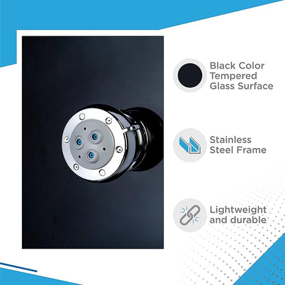 Blue Ocean 52” Aluminum SPA331B Tempered Glass Thermostatic Shower Panel Tower Column with Rainfall Shower Head, 8 Multi-Functional Nozzles, and Tub Spout (Premium Matte Black)