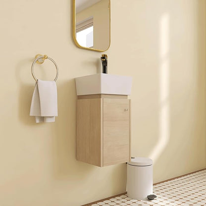 12" Wall-Mounted Bathroom Vanity with Sink & Top Basin - Modern Floating Vanity Cabinet for Small Spaces, Soft-Close Door Storage & Countertop Combo, Space-Saving Design (12x12 Inch)