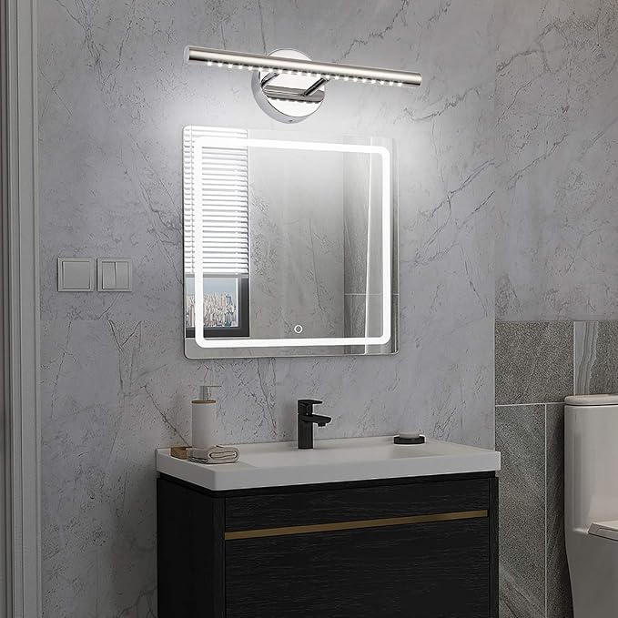 Bathroom Vanity Lights for Bathroom Light Fixutres 15.7 Inches Bathroom Lights Over Mirror 5W Led Lighting Plug in Vanity Lighting Fixtures Stainless Steel with 180°Rotation,6000K Cool White