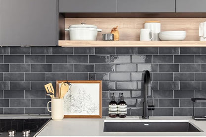 STICKGOO 10 Sheets Subway Tile Peel and Stick Backsplash, Extra Thick 3D Wall Tiles with Commercial-Grade Adhesive for Kitchen, Bathroom, Laundry Room,11.56"x8.38"(Metro Grigio)