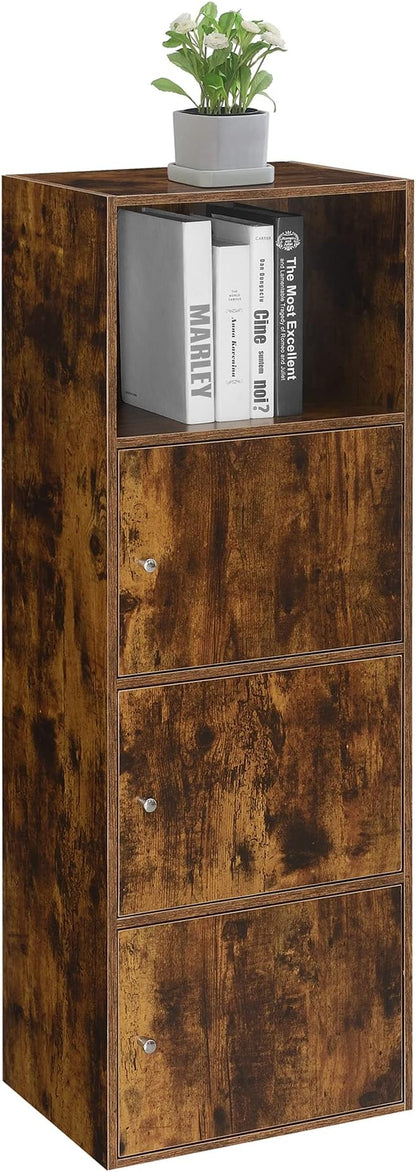Xtra Storage Three-Door Cabinet with Shelf in Walnut Wood Finish