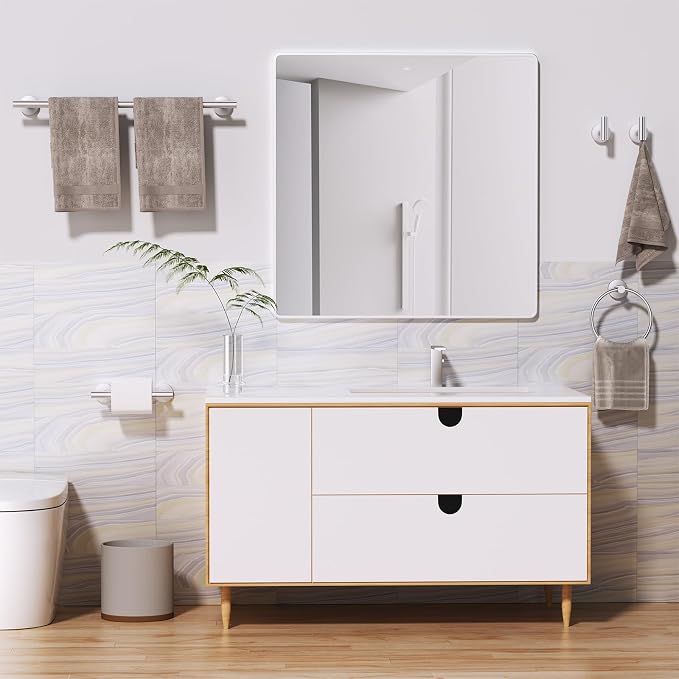 Brushed Nickel Towel Bar Bathroom Hardware Accessories Set, 10 Pieces Upgraded Toilet Paper Holder 23.6 Inch Towel Rack for Bathroom Wall Mounted Stainless Steel Bathroom Set