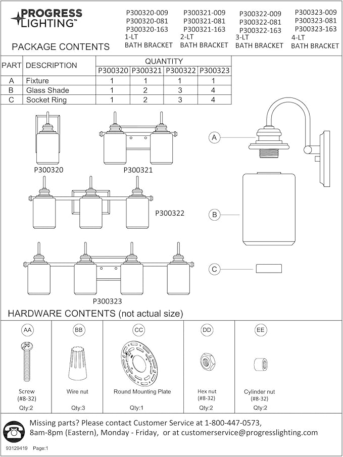 Progress Lighting Aiken Collection 4-Light Vintage Brass Clear Glass Vintage Bath Vanity Light
