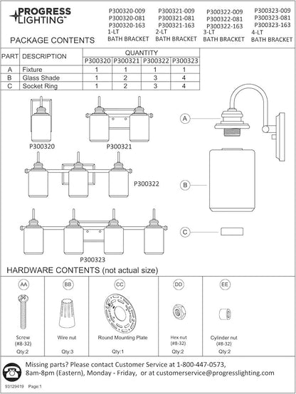 Progress Lighting Aiken Collection 4-Light Vintage Brass Clear Glass Vintage Bath Vanity Light