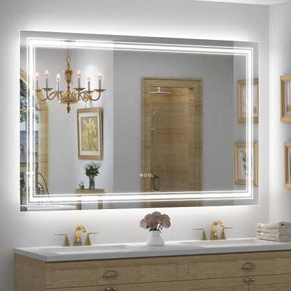 55x36 inch Large LED Mirror for Bathroom | Dimmable, Backlit and Front Lighted Vanity Mirror, Anti-Fog, Shatterproof, Memory, ETL Listed (Horizontal/Vertical)