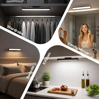 Mirror Light Bar, 2600mAh Rechargeable LED Stick on Vanity Lights for Mirror, 3 Color Modes Stepless Dimming Makeup Lights, Magnetic Wireless LED Lights for Bathroom Mirror, Closet(Black)