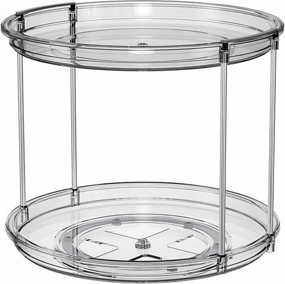 LAMU 2 Pack 2 Tier Lazy Susan Turntable Organizer 9.25'' Rotating Spice Rack Organization for Cabinet, Kitchen, Pantry, Countertop, Bathroom, Vanity, Medicine Cabinet Organizer, Grey