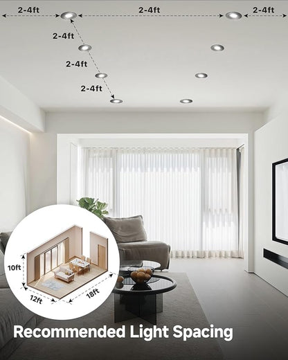 Ensenior 4 Pack 4 inch 5CCT LED Gimbal Led Recessed Light with Junction Box, 360°+90° Adjustable Directional Lighting, Dimmable, CRI90+, 2700K/3000K/3500K/4000K/5000K, 900LM, 10W=85W-ETL&FCC, Black