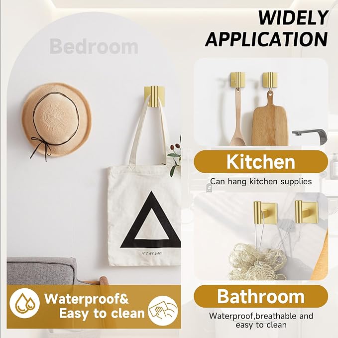 Brushed Gold Bathroom Hardware Accessories Towel Bar Set, 10 Pieces Bathroom Towel Bar Holder Set, 23.6 Inch Stainless Steel Toilet Paper Holder Towel Racks for Bathroom Wall Mounted