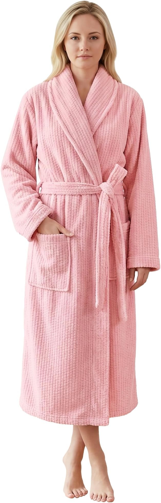 PJGGZ Women's Shawl Collar Bathrobe, Soft Long Towel Robes for Women - Super Absorbent Quick Dry yet Warm