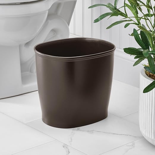iDesign Slim Plastic Bathroom Trash Can, 2-Pack, Bronze | Small Garbage Bin, For Bedroom, Office, Desk, Dorm