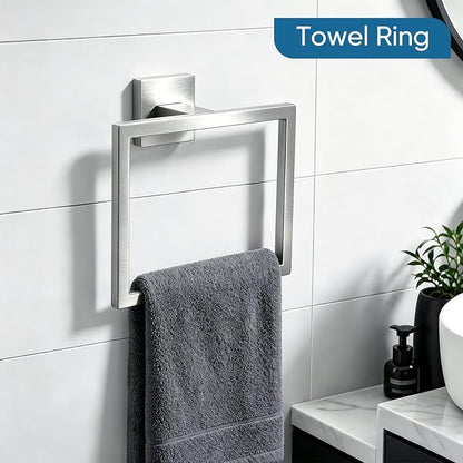Brushed Nickel Towel Bar, SUS304 Stainless Steel Bathroom Hardware Set, Towel Racks for Bathroom Wall Mounted 16-Inches
