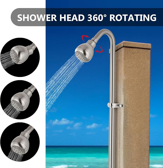 Outdoor Shower Kit,Outside Shower with Single Handle,Brushed Nickel | Hot and Cold Outdoor Shower Fixtures,Stainless Steel,with Rotatable Shower Head,Easy Installation