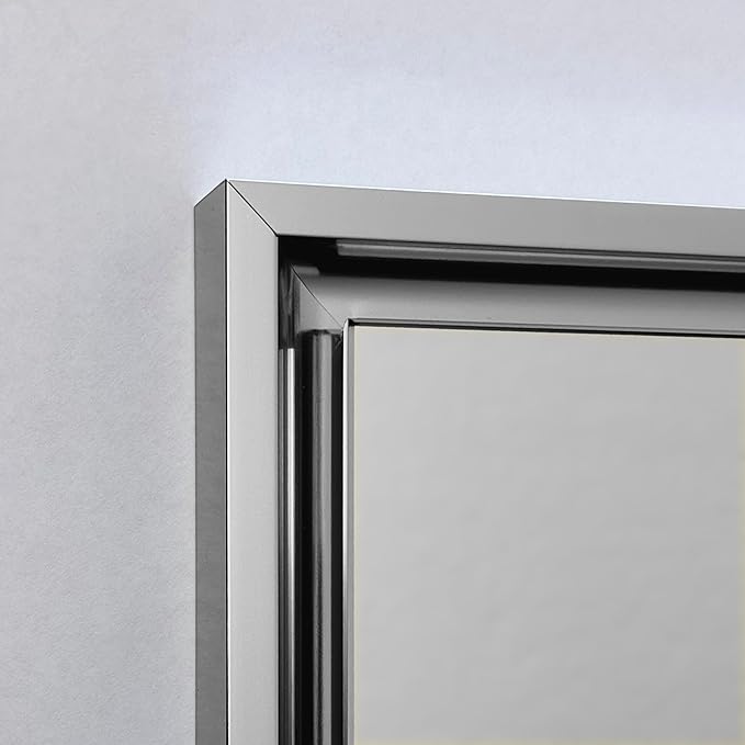 Fox Hollow Furnishings 20x30 Parker Metro Metal Framed Rectangle Recessed Bathroom Medicine Cabinet, Floating Mirror, 14x24 in-Wall Opening, Steel, Adjustable Glass Shelves, Magnet Close, Chrome
