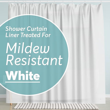 BigFoot Shower Curtain Liner – 72 x 72 PEVA Premium Shower Curtain with Rustproof Metal Grommet and 3 Magnetic Weights – Odor Free and Compatible with Standard Showers, White