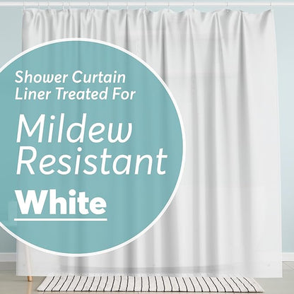 BigFoot Shower Curtain – 72 x 84 PEVA Premium Shower Curtain with Rustproof Metal Grommet and 3 Magnetic Weights – Odor Free and Compatible with Standard Showers, White