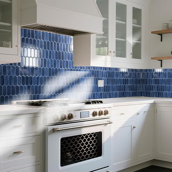 Art3d Hexagon Tile Peel and Stick Backsplash, 10-Pack, 12" x 12", Dark Blue | Superior Thickness, Reliable Adhesion, Warp Resistant, Minimalist Style, Easy to Install, for Kitchen Countertops, Bedroom