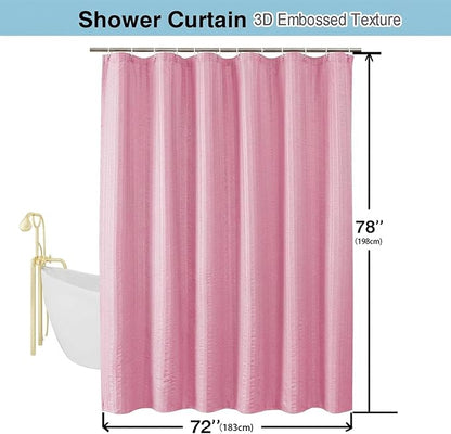 Aiyufeng Moga Bright Pink Shower Curtain - 3D Embossed Cloth Shower Curtain for Bathroom, Hotel Luxury Pink Bathroom Curtains, Machine Washable, Standard Size 72Wx78H