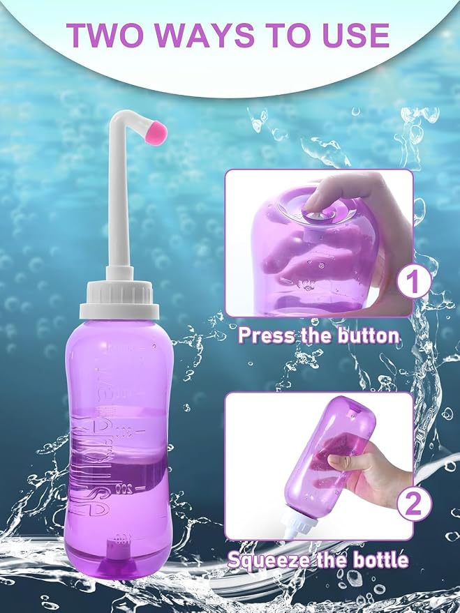 Peri Bottle for Travel Bidet - Care,Portable Travel Squeeze Bottle Bidet for Women Personal Hygiene Cleaning,2 Tubes for Baby Mom and 16.9OZ (Purple)