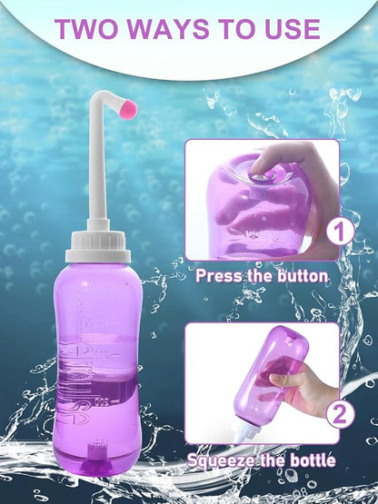 Peri Bottle for Travel Bidet - Care,Portable Travel Squeeze Bottle Bidet for Women Personal Hygiene Cleaning,2 Tubes for Baby Mom and 16.9OZ (Purple)