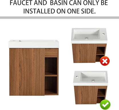 20 Inch Wall Mount Bathroom Vanity, 20'' Floating Bathroom Vanity with Sink, Single Sink Cabinet Combo, Modern Storage Cabinet, with Soft Closing Doors and Storage Shelf, 07520