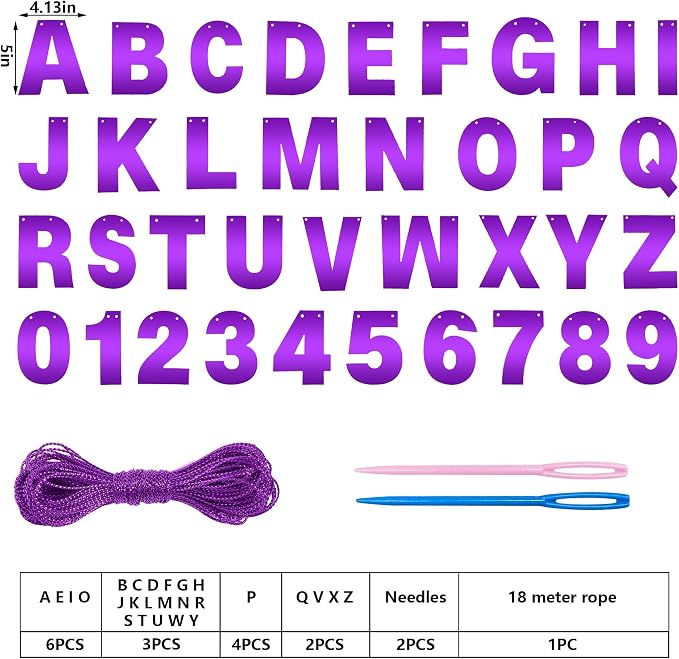 DIY Banner Kit with Letters Bright Purple Customizable Birthday Banners Graduation Banner Custom Party Hanging Banners for Graduation Wedding Party Baby Shower Decoration (Bright Purple)