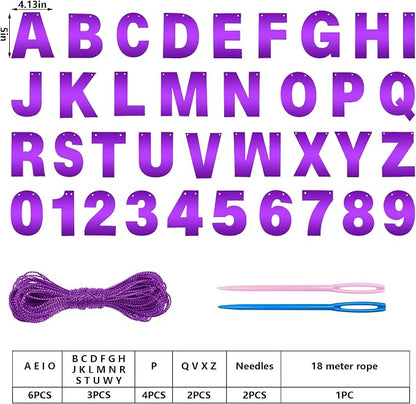 DIY Banner Kit with Letters Bright Purple Customizable Birthday Banners Graduation Banner Custom Party Hanging Banners for Graduation Wedding Party Baby Shower Decoration (Bright Purple)