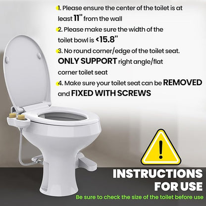 RV Bidet for Camper Toilet, Non-Electric Toilet Sprayer Attachment with Dual Nozzles, Adjustable Pressure, Front/Rear/Self Cleaning, Upgrade for Trailer, Motorhome, Camper, RV Bathroom (Black Base)