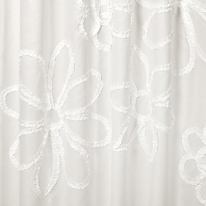 Lush Decor White Ruffle Flower Polyester Shower Curtain,72" W x 72" L (Pack of 6)