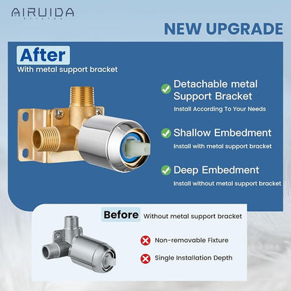 Airuida Shower Faucet Set,6 Inch Shower Valve Kit,Chrome Polish | Male Threads,Rough-in Valve Shower Trim Kit,Single Handle Control Shower Set