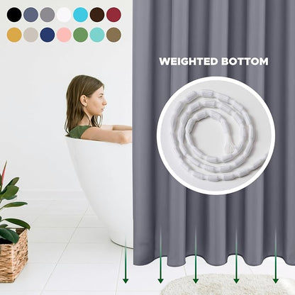 Fabric Shower Curtain Liner 72x72 Inch-Dark Grey Standard Shower Liners | Hotel Quality Water Resistant Shower Liners for Bathroom-Machine Washable Cloth Polyester Bath Curtain-Rental Apartment Home