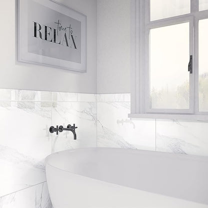 Daltile Perpetuo 24" X 24" Porcelain Marble Look Floor Tile in Polished Brilliant White (4 pieces per carton) (15.20 sqft per carton)