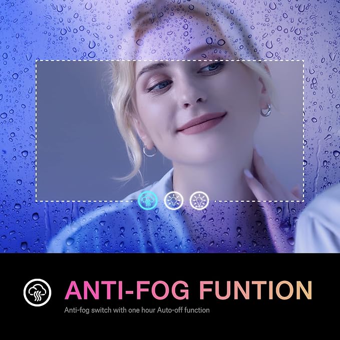 LOAAO 72"X32" RGB LED Bathroom Mirror with Lights, UL Listed | Anti-Fog, Dimmable, RGB Backlit + Front Lighted, Memory Function, Tempered Glass