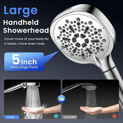 Filtered Shower Head with Handheld, High Pressure 8-mode Shower with Filter | Remove Chlorine for Hard Water, Reduce Dry Itchy Skin, Anti-clog Nozzles, Built with Power Wash, Extra Holder & Hose