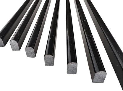 Black Marble Pencil Tile, 10 Pack 0.39in x 12in Marble Tile Edge Trim Polished for Kitchen Backsplash, Bathroom and Shower Walls